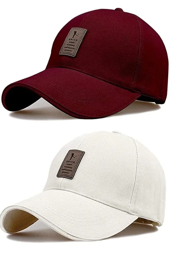 SELLORIA Acrylic - Adjustable Unisex Cap - Quick Drying Sun Hat For Activites Sports Baseball Hat For Men And Women Freesize (Pack Of 2) Multicolour