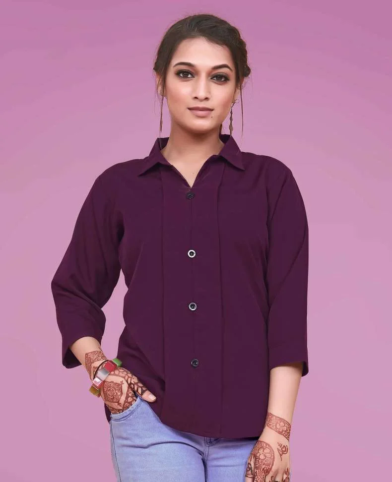 Formal Solid Women Purple TopFormal Solid Women Purple Top