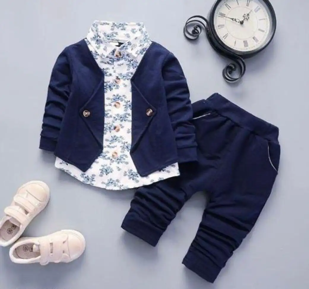 MMDK Baby Boys Festive & Party Blazer, Shirt and Trouser Set (Blue Pack of 1)