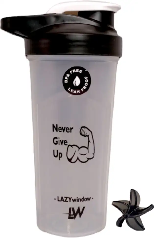 Pack of 1 LAZYwindow Premium Plastic Gym Shaker Bottle with Blending ball 600 ml Shaker Plastic