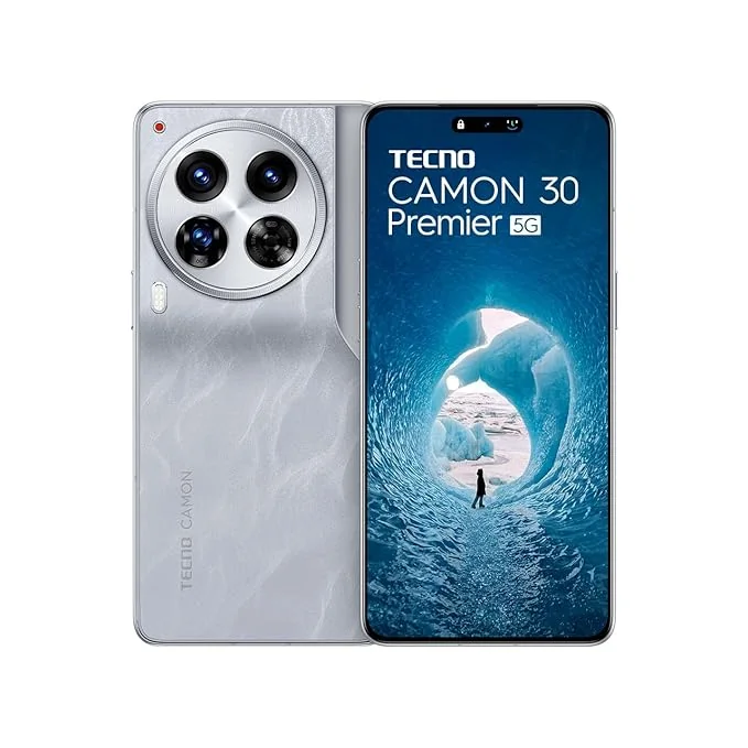 Tecno CAMON 30 Premier 5G (Snowy Silver, 12GB+512GB) | 50 MP Camera | 6.77" LTPO AMOLED Display | MediaTek Dimensity 8200 | 5000mAh Battary + 70W Charger| PolarAce Image Processor