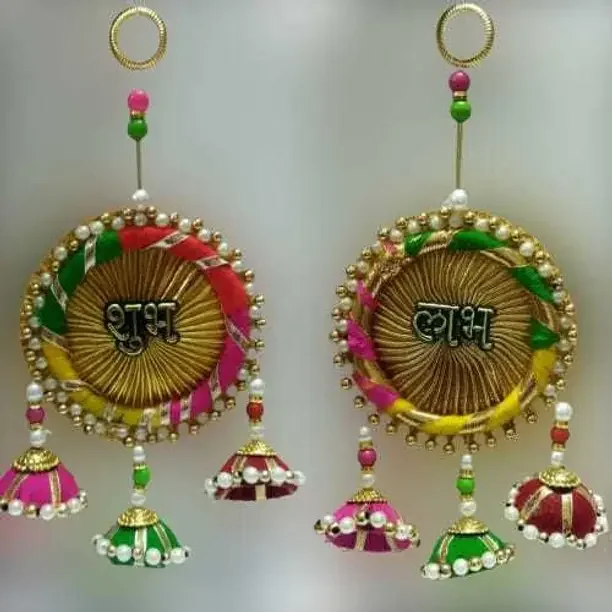 ankara ANKARA Decorative Handmade Kodi Work Wall Hanging Shubh Labh for Diwali Decoration, Home Decor, Bandarwal, Mandir, Door Decor, Gifts Item, Office, Shop Inaugration, Grah Pravesh, All Festivals Decoration Decorative Showpiece Decorative Showpiece - 7 cm  (Metal, Multicolor)