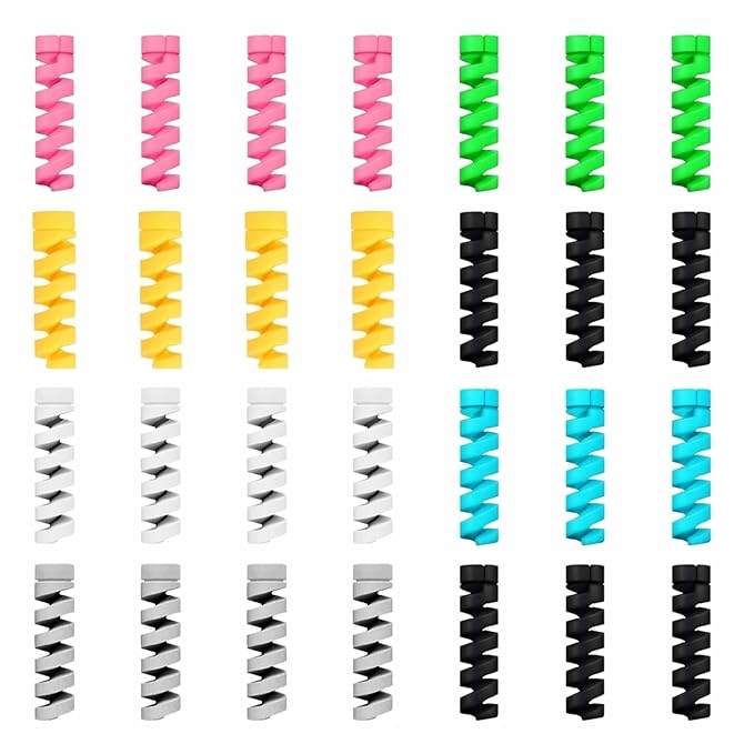 Lapster 26 pcs Mix Spiral Charger Spiral Charger Cable Protectors for Wires Data Cable Saver Charging Cord Protective Cable Cover