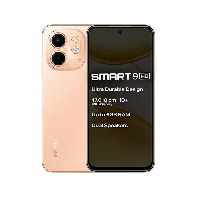 Infinix Smart 9 HD (Coral Gold, 3GB RAM, 64GB Storage) | 250K+ Drop Tests | 90Hz Punch Hole Display | 5000mAh Battery