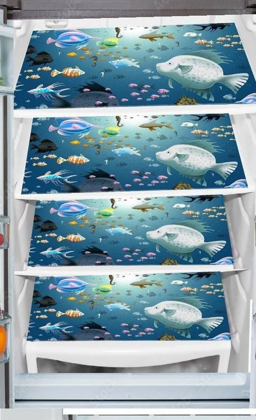 REVEXO Fridge Mat  (Width: 32 cm, Multicolor, Transparent)