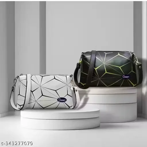White, Black Sling Bag White,Black Sling Bag for Women(PACK OF 2)
