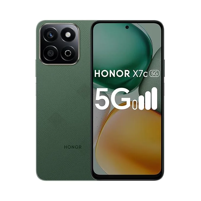 Honor X7c 5G Dual SIM | 16GB (8+8) RAM, 256GB Storage | 50MP AI Camera | 5 Star SGS Certified | IP64 Standards | 120Hz Refresh Rate | 5200mAh Battery | Without Charger | (Vegan Leather Forest Green)