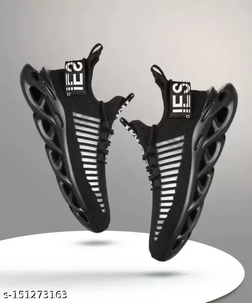Black Printed Sneakers For Men