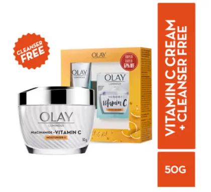 Olay Vitamin C Kit For 2x Glow - Cream With Free Cleanser