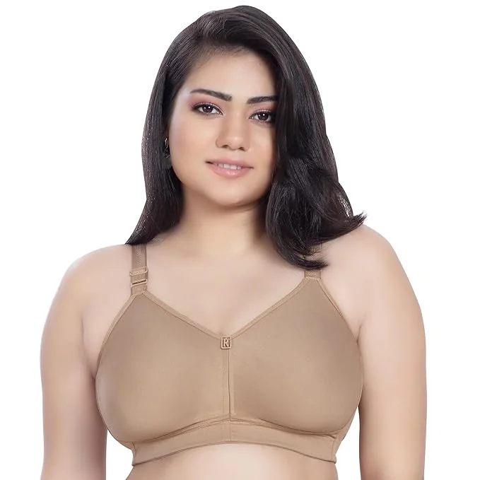 TRYLO Riza T-FIT Women's Non-Padded,Non-Wired,Full Coverage,Seamless 100% Cotton Feel Fabric Bra Available in Multicolor