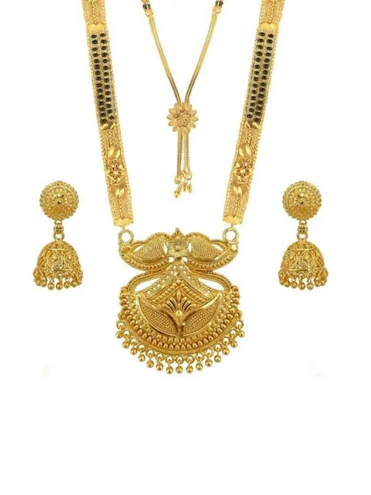Anouk Women Gold-Plated Stone-Studded Mangalsutra With Earrings