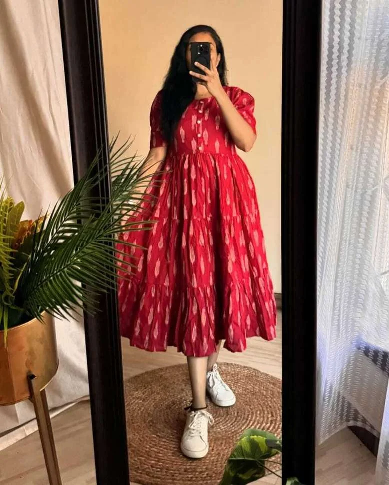 Women A-line Red DressWomen A-line Red Dress
