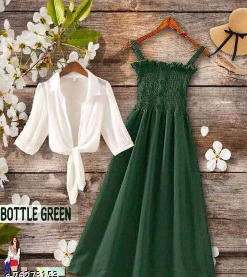 Women Two Piece Dress Green DressWomen Two Piece Dress Green Dress