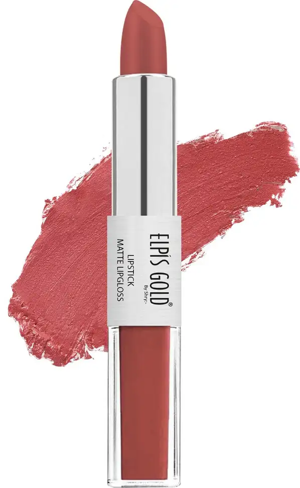 ELPIS GOLD 24 Hr Matte 2 in 1 Non Transfer Lip Gloss & Lipstick (SHADE 05, 8 g)