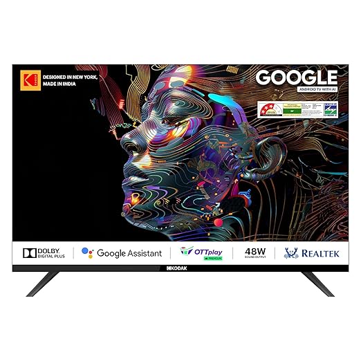 Kodak 80 cm (32 inches) Matrix Series QLED Android Google TV 32MT5077 HD Ready (Black)