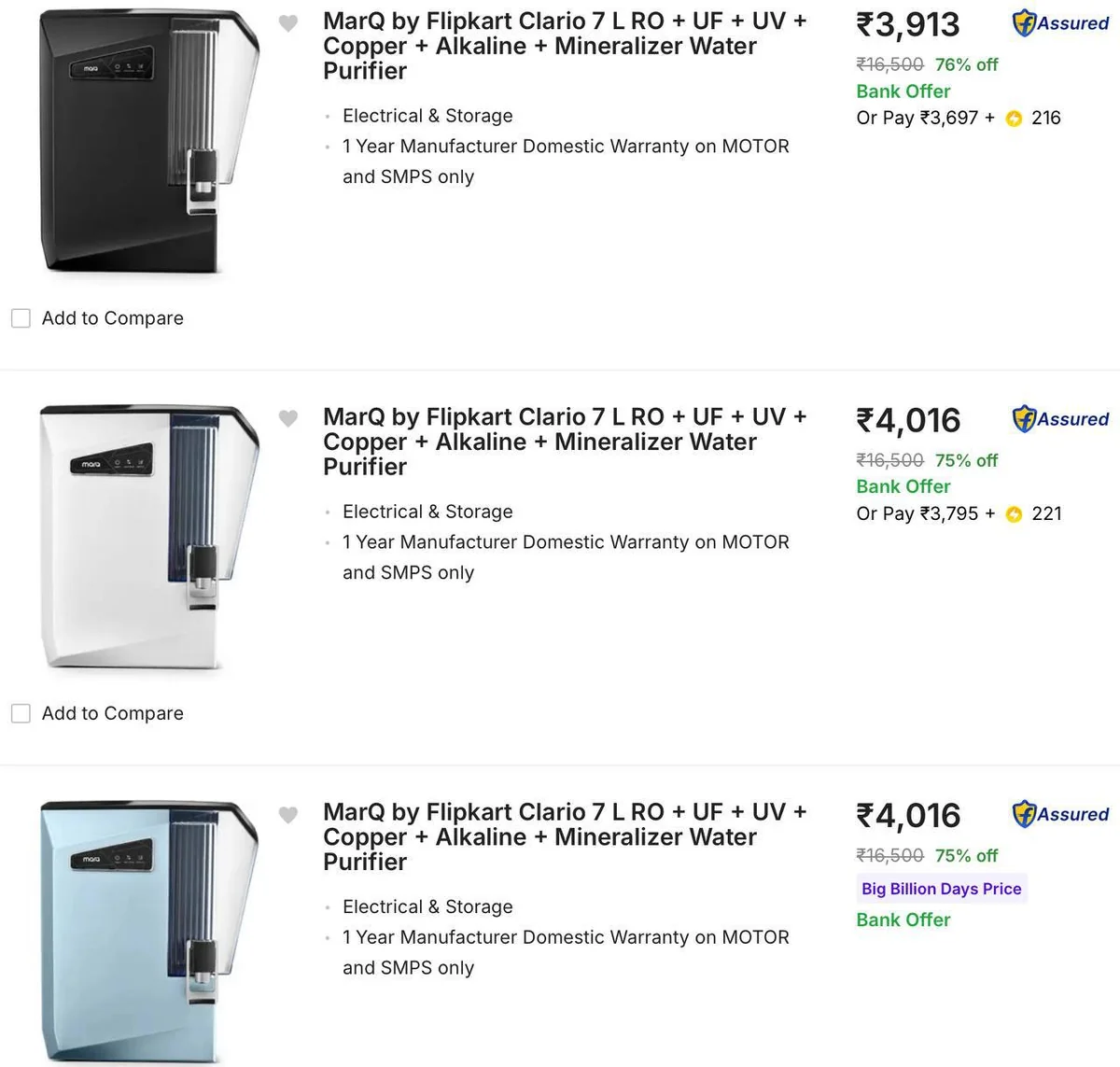 Grab 76% Off on Marq By Flipkart Water Purifiers 
