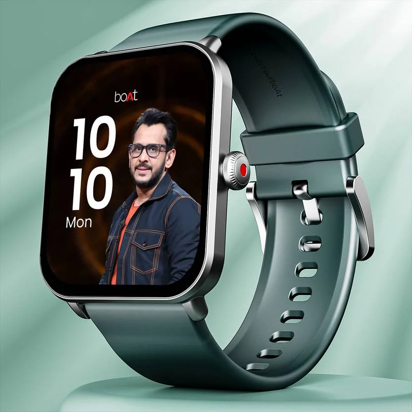 boAt Wave Fury with 1.83'' HD Display, Bluetooth Calling & Functional Crown Smartwatch  (Green Strap, Free Size)