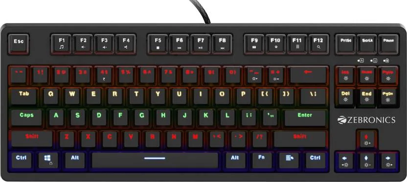 ZEBRONICS Zeb-Max V2 Wired USB Standard Gaming Keyboard Compatible with Desktop, Laptop, Mac , with gaming mode ,multimedia_keys,Zeb-Max V2 Wired USB Gaming  (Black)