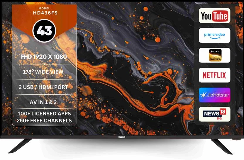 HUIDI HD436FS 109 cm (43 inch) Full HD LED Smart Android Based TV  (HD436FS)