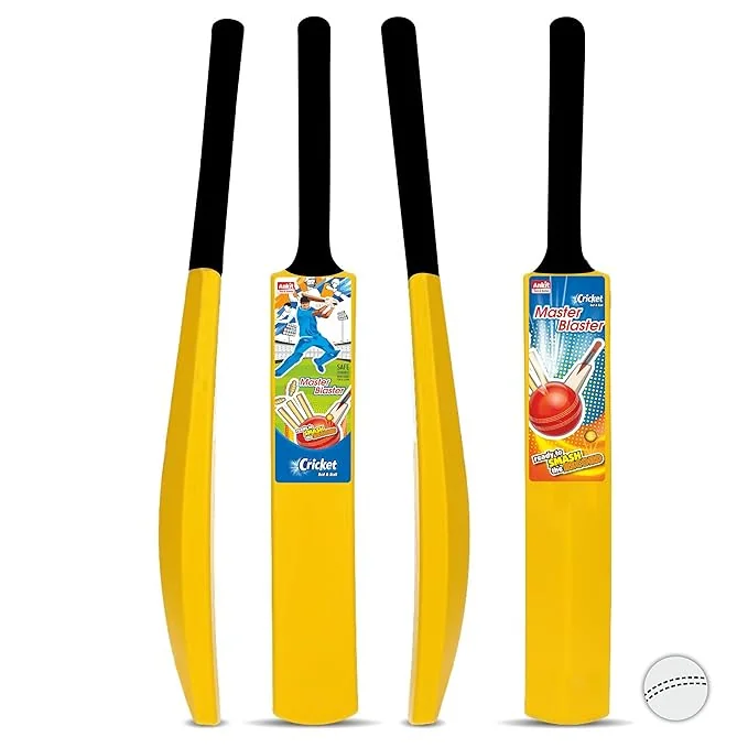 Ankit Toys & Games Cricket Bat Ball Set No. 4 73 * 9 cm for Youth and Beginners, Ideal for Outdoor Play, Backyard Matches, and Skill Development Suitable for Ages 3+ (Yellow)