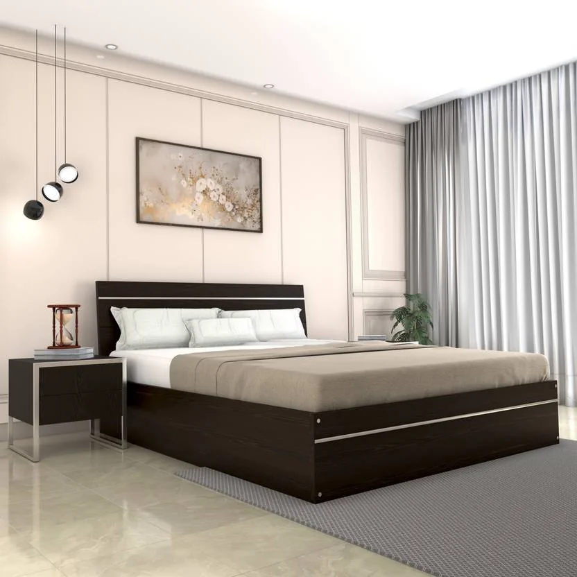 Flipkart Perfect Homes Birmingham Engineered Wood Queen Bed  (Finish Color - Flower Wenge, Delivery Condition - Knock Down)