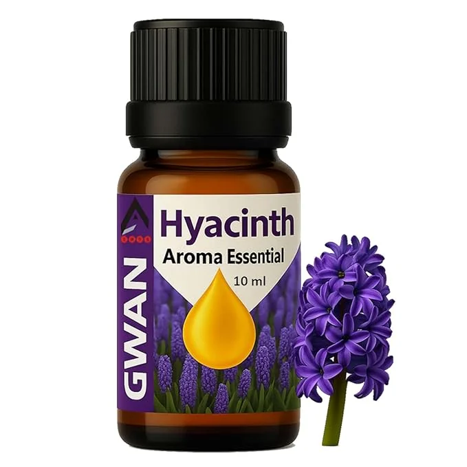 Gwan Hyacinth Aroma Oil for Home Fragrance | Best for Aromatherapy | Helps in meditation | Used in Diffusers, Candles, Air Fresheners, Soaps, Humidifier, Diffuser | Essential Oil 10 ml,
