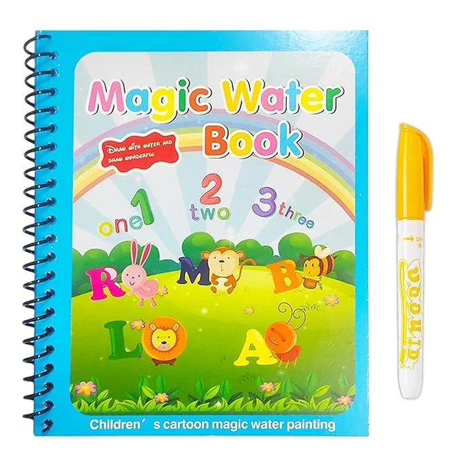 VGRASSP Reusable Magic Water Quick Dry Book Learning Toy Doodle and Scribble with Magic Doodle Pen for Painting Fun Drawing Pad Toy for Boys and Girls - (Random Designs As Per Stock) (MWB001)