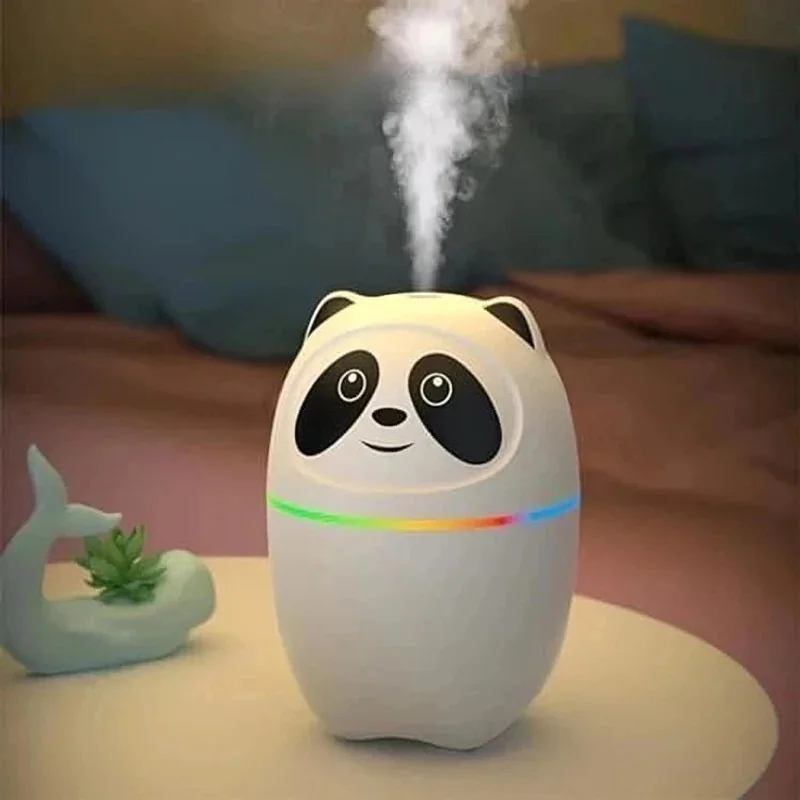 sanbhav Cool Mist Panda Aroma Humidifier with LED Lights – USB Essential Oil Diffuser Portable Room Air Purifier