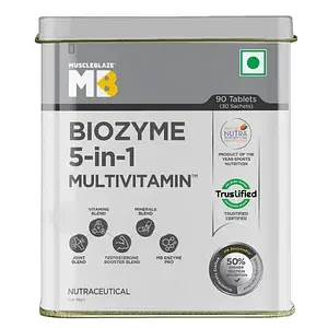 MuscleBlaze MB Biozyme Daily Multivitamin | 90 Tablets | Vitamins & Minerals | Testosterone Booster | Joint Blend