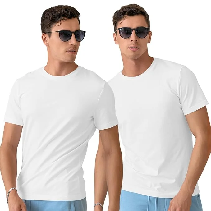 CreativiT Unisex Plain Casual Half Sleeve Round Neck T-Shirt | 100% Recycled Cotton Rich T-Shirt Pack of 2