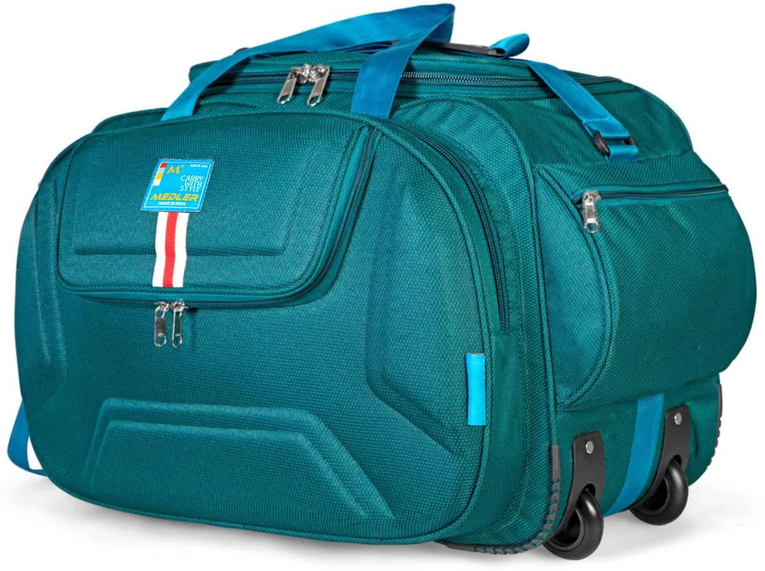 (Expandable) DERBEN-TURQ Polyester Cabin Size Luggage Duffle Strolley Bag Duffel With Wheels (Strolley)(Expandable) DERBEN-TURQ Polyester Cabin Size Luggage Duffle Strolley Bag Duffel With Wheels (Strolley)