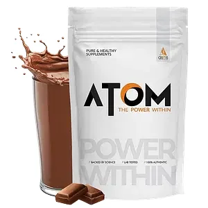 AS-IT-IS ATOM Whey Protein 500gms | Double rich chocolate | 14 Servings | 27g protein | 5.7g BCAA | Digestive Enzymes