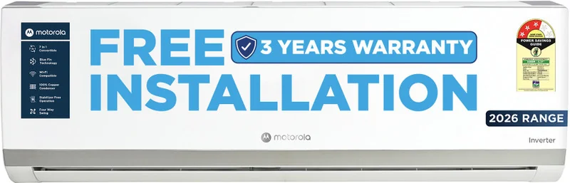 MOTOROLA 2026 Model 1 Ton 3 Star Split Inverter with Wi-fi | Free Installation with 3-Year Comprehensive Warranty with Attachments included AC
