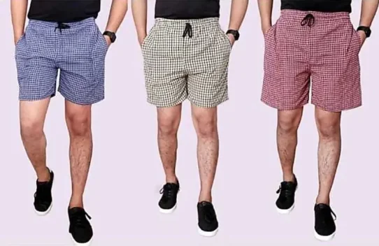 J S World Fashion Pack of 3 Checkered Men Boxer