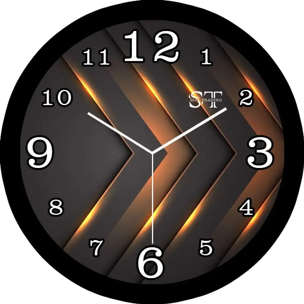 Analog Wall Clock (Black, With Glass)