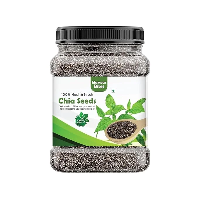 MarwarBites Premium Chia Seeds 1kg |Rich in Calcium, Protein & Fibre | Beat the Heat | 100% Clean Chia Seeds for Eating | Antioxidant Rich Superfood for Smoothies, Salads & Baking