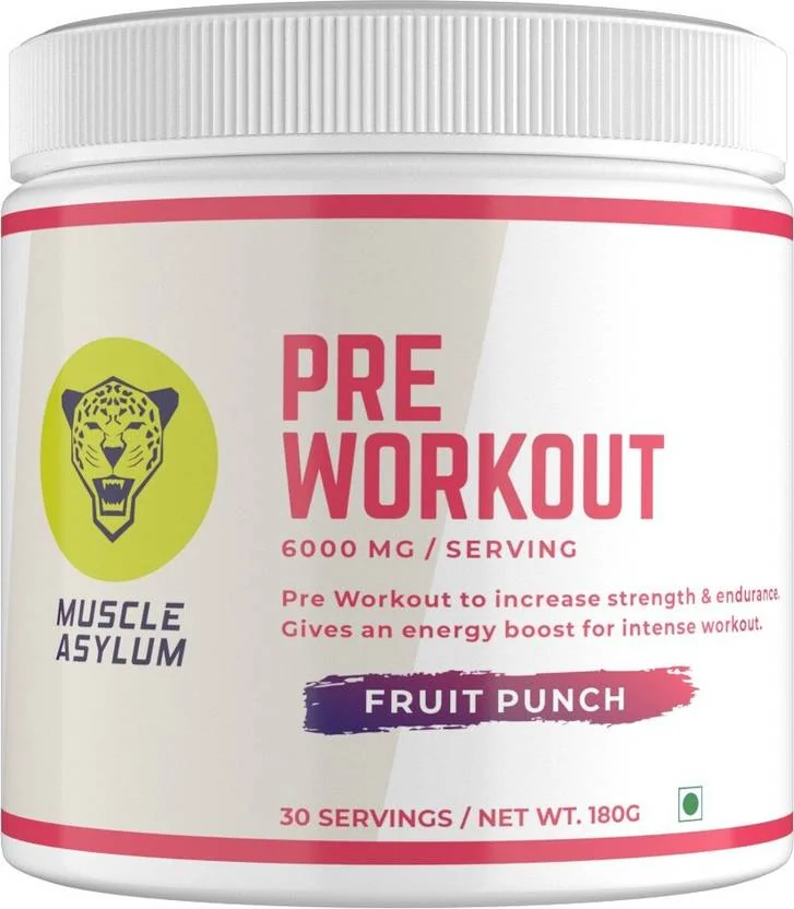 Muscle Asylum Muscle AsylumPre-Workout - 30 Servings, 180gm BCAA  (180 g, FRUIT PUNCH)