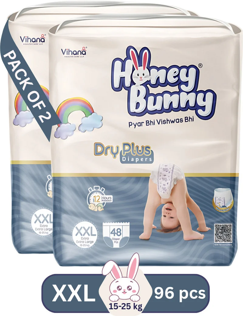HONEY BUNNY Baby Diaper Pants Super Soft Dry Plus 12 Hour protection - XXL - XXL