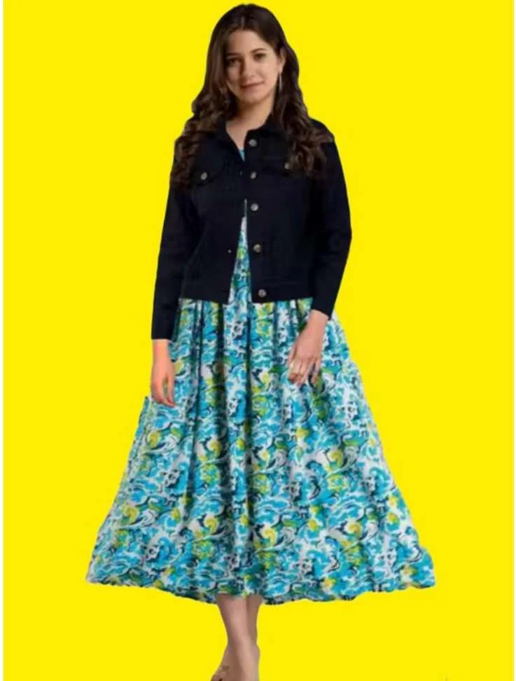 Women A-line Blue DressWomen A-line Blue Dress