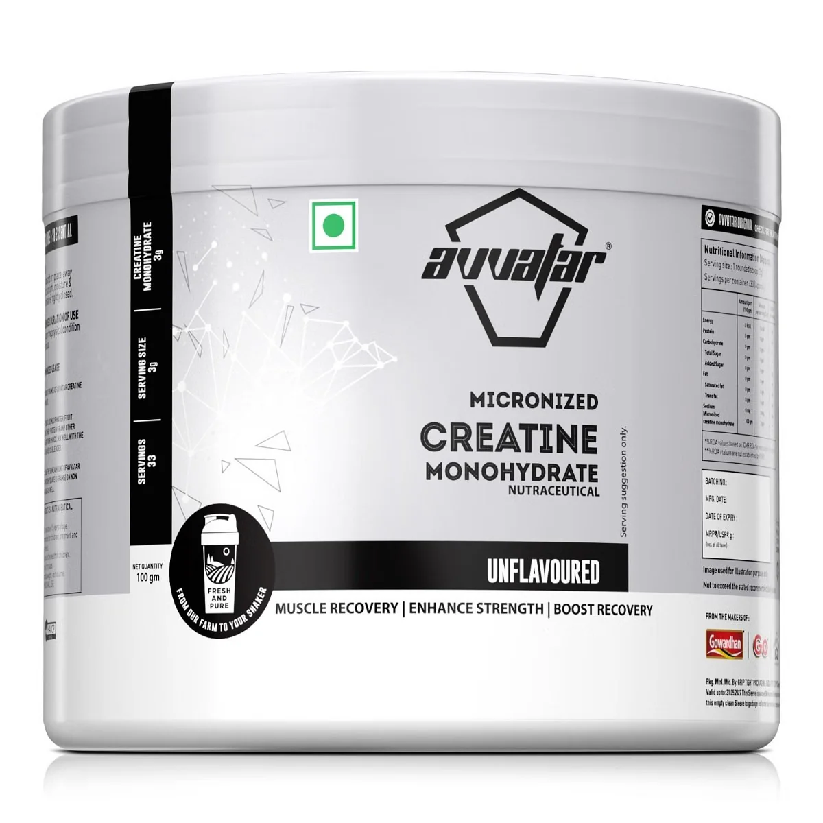 Avvatar Creatine Unflavoured 100gm