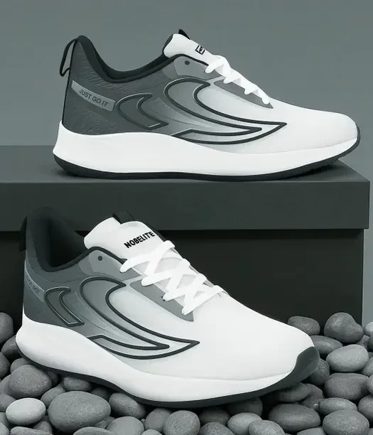 NOBELITE  Premium Sports ,Gym, Trending, Stylish Running Shoes For Men  (Black, White , 7)