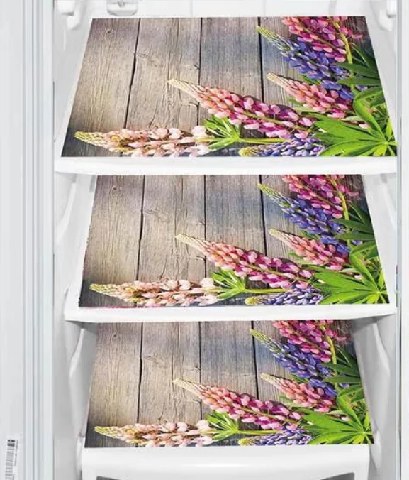 REVEXO Set of 3 Floral Print Fridge Mats