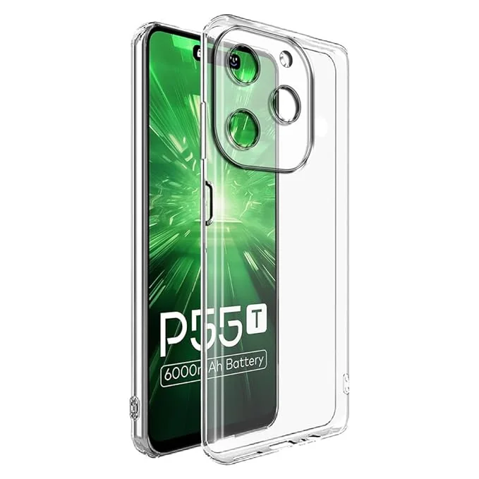 Amazon Brand - Solimo Mobile Cover for Itel P55T 4G (Soft & Shockproof Back Case with inbuilt Cushioned Edges), Transparent