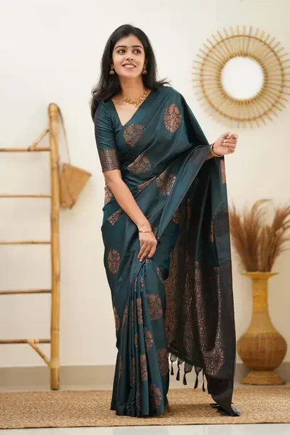 GARIYA  Woven Banarasi Art Silk Saree  (Light Blue)