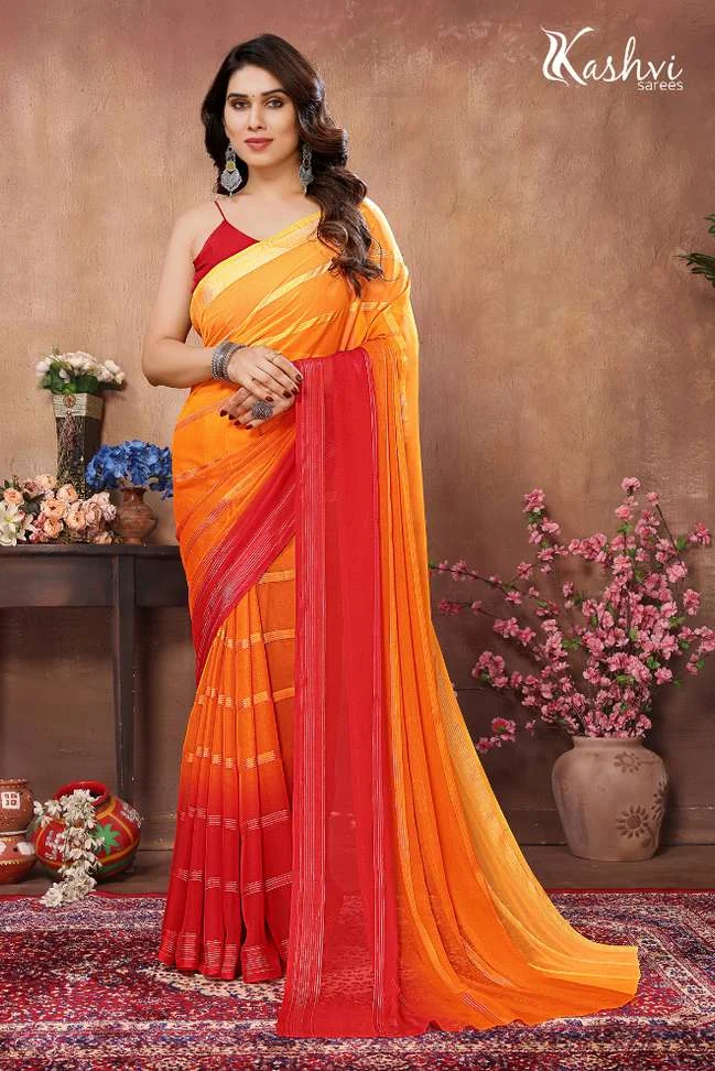 Embellished, Striped, Ombre, Self Design Bollywood Satin SareeEmbellished, Striped, Ombre, Self Design Bollywood Satin Saree