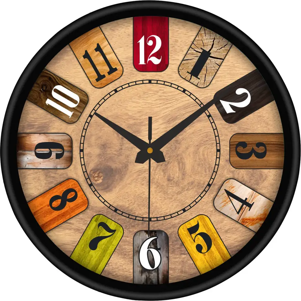 Analog Wall Clock (Brown, With Glass)