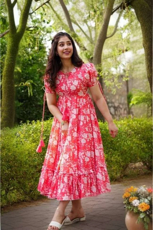 Women A-line Pink DressWomen A-line Pink Dress