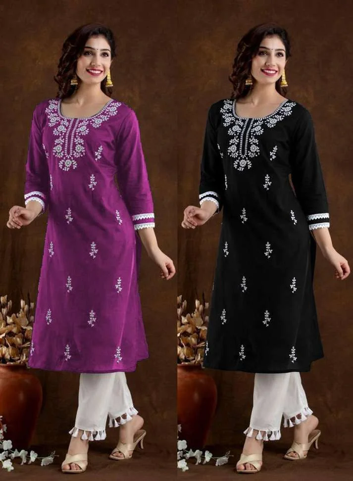 Women Chikan Embroidery Kurta