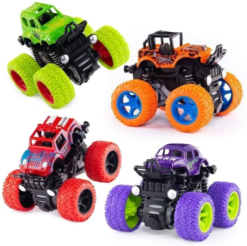 KOBBET pack of 1 Monster Truck Friction Power Cars With Big Rubber Tires 360 Degree  (Stunt Car Four-Wheel Push go Truck for Toddlers Kids Gift)