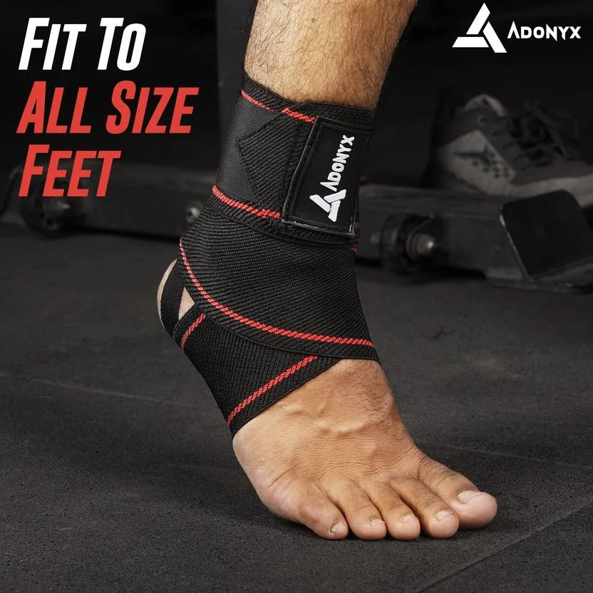ADONYX Adustable Compression Foot Pain Relief Ankle Support (Black)